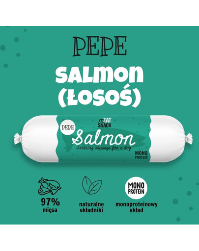 PAKA ZWIERZAKA PEPE Meat Snack Monoprotein Losos klobáska 200g