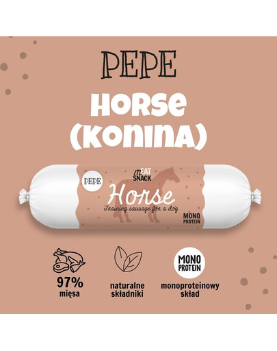 PAKA ZWIERZAKA PEPE Meat Snack Kiełbaska z koniny dla psa 200g