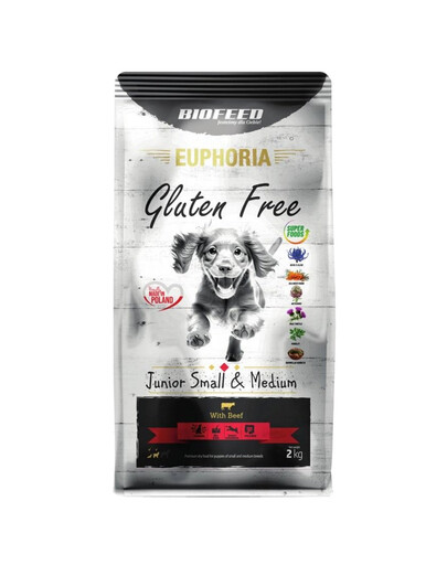 BIOFEED EUPHORIA Gluten Frees hovězím masem pro štěňata středních plemen 2 kg