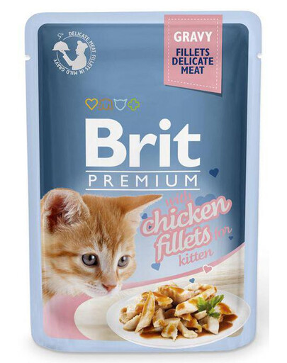 BRIT Premium Cat Fillets in Gravy Kitten kuřecí mokré krmivo pro koťata 24x85g