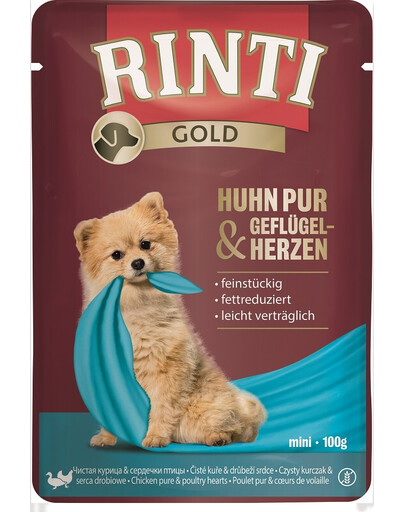 RINTI Chicken Pure&Poultry hearts Mini s kuřecím masem a srdíčkami 100 g