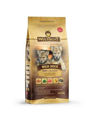 WOLFSBLUT Wild Duck Large Breed Puppy suché krmivo pro štěňata velkých plemen s kachnou 12,5 kg