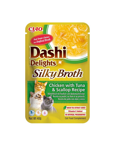 INABA Cat Dashi Delights Silky Broth Kuře, tuňák a mušle 40g