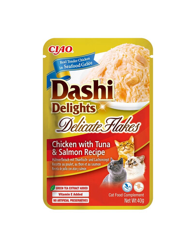 INABA Cat Dashi Delights Delicate Flakes Kuře, tuňák a losos 40g