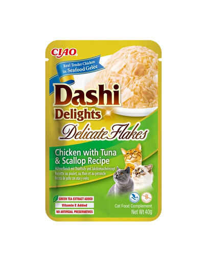 INABA Cat Dashi Delights Delicate Flakes Chicken, tuna and scallops 40g