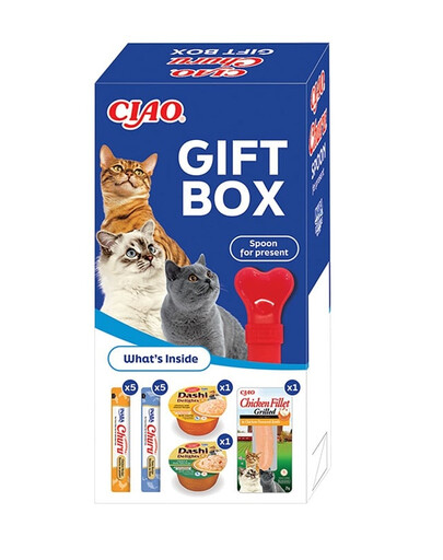 INABA Cat Ciao GIFTBOX Vánoční box pro kočky 13 dobrot + lžíčka