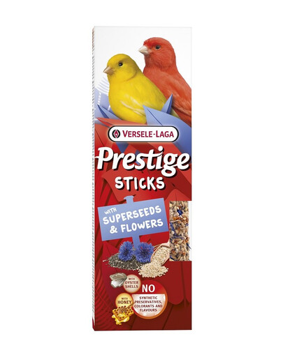 VERSELE-LAGA Prestige Sticks 2 klasy s vysoce výživnými semínky a květy pro kanáry 60g