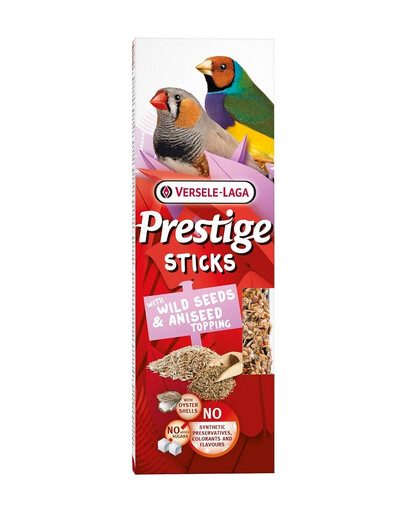 VERSELE-LAGA Prestige Sticks 2 klasy se semínky divokých rostlin a anýzovým posypem pro pěvce 60g
