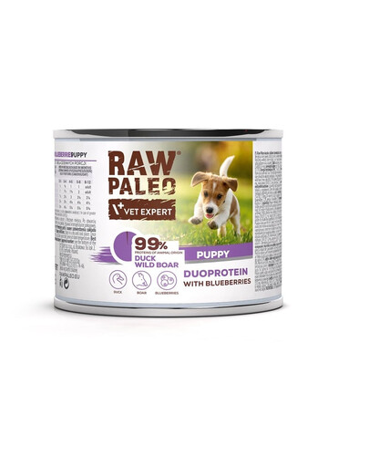 Levně RAW PALEO Duck&Boar Puppy 200g mokré krmivo pro štěňata z kachny a divočáka