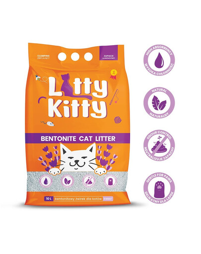 LITTY KITTY Přírodní bentonitové stelivo 10 l (8 kg) levandule
