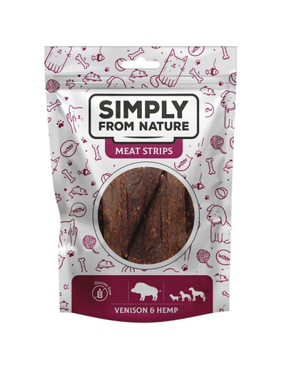 SIMPLY FROM NATURE Meat Strips Zvěřina s konopím pro psy 80g