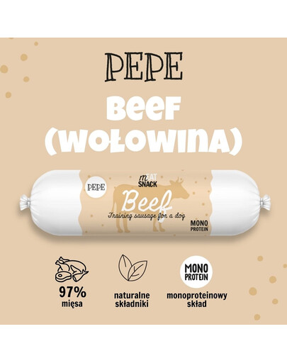 PAKA ZWIERZAKA PEPE Meat Snack Hovězí klobáska 200g