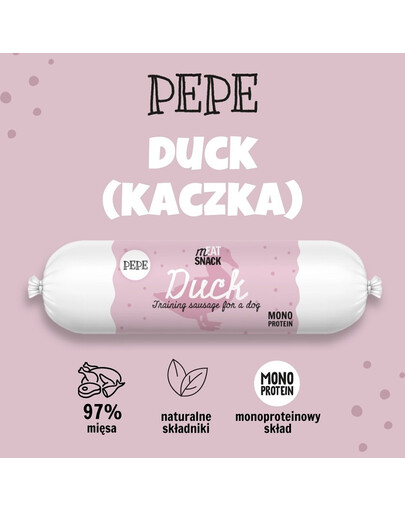 PAKA ZWIERZAKA PEPE Meat Snack Kiełbaska z kaczki dla psa 200g