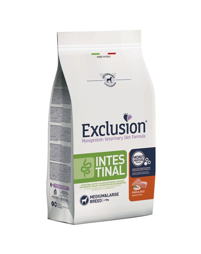 EXCLUSION Intestinal medium large breeds s vepřovým masem pro střední a velká plemena psů 12 kg