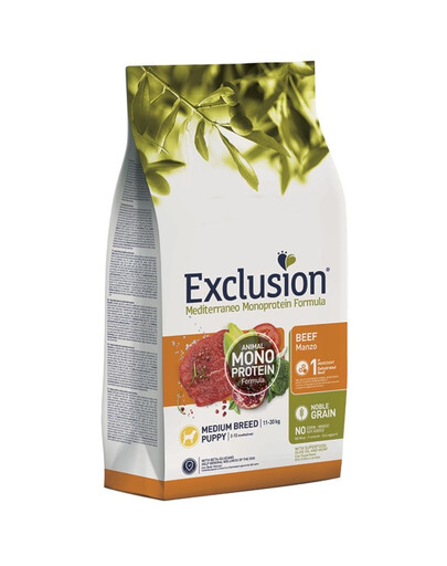 Levně EXCLUSION MonoProtein Grain free puppy medium breeds hovězí krmivo pro štěňata středních plemen 3 kg