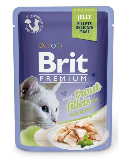 BRIT Premium Cat  Fillets in Jelly vlhké krmivo se pstruhem pro kočky 24x85g