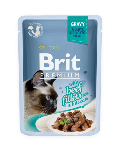 BRIT Premium Cat Fillets in Gravy vlhké krmivo pro kočky s hovězím masem 24x85g