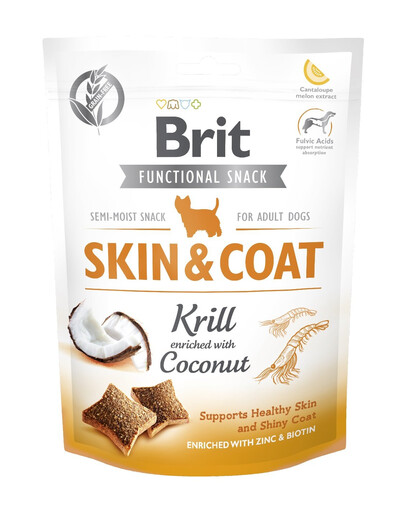 BRIT Care Dog Functional Snack Skin&Coat Krill 150g krilová pochoutka pro srst