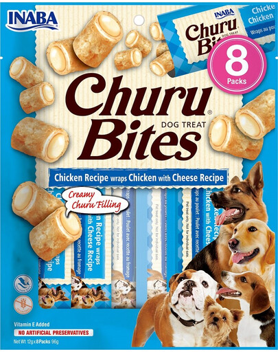 INABA Churu Bite Chicken 8x12g wrapy s kuřecím masem a sýrem pro psy