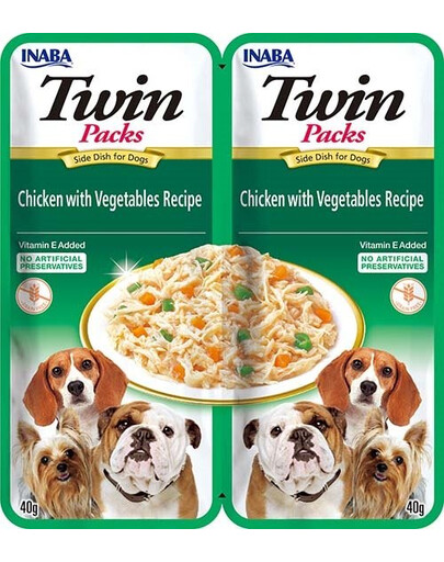 INABA Dog Twin Kuřecí maso, zelenina ve vývaru pro psy 2x40 g