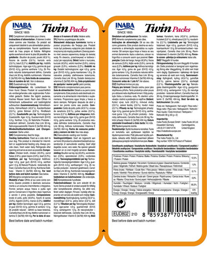 INABA Dog Twin Kuřecí, zelenina a hovězí maso ve vývaru pro psy 2x40 g
