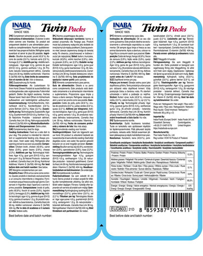 INABA Dog Twin Kuřecí maso, zelenina a sýr ve vývaru pro psy 2x40 g