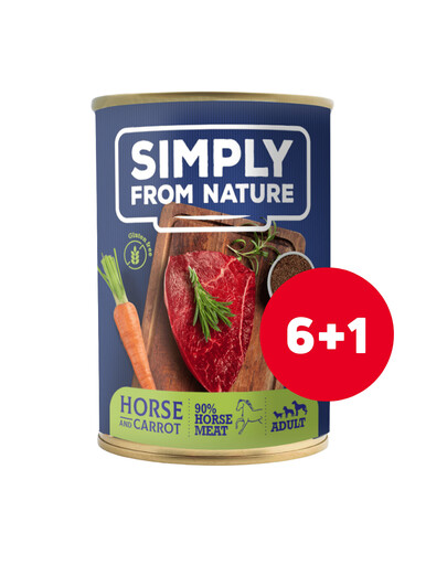 SIMPLY FROM NATURE konzerva pro psy Koňské maso s lněným semínkem 6 x 400 g + 1 ZDARMA