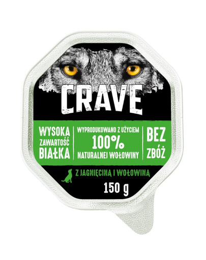 CRAVE Placičky v psím tácu s jehněčím a hovězím masem 150g