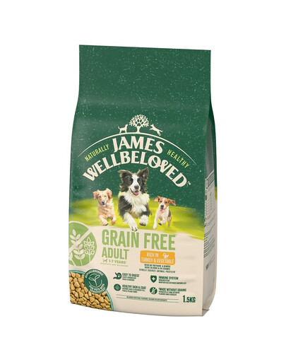 JAMES WELLBELOVED Adult 1,5 kg suché kompletní krmivo bez obilovin pro dospělé psy od 1 do 7 let s vysokým obsahem krůtího masa a zeleniny