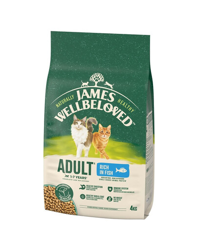 JAMES WELLBELOVED Adult 4 kg suché kompletní krmivo pro dospělé kočky od 1 do 7 let bohaté na ryby