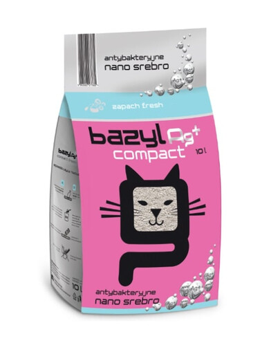 BAZYL Ag+ Compact Fresh 10 L bentonitové stelivo s nano stříbrem se svěží vůní pro kočky
