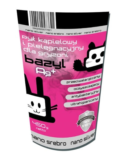BAZYL Ag+ Bentonitový ošetřovací prach pro hlodavce 450 g