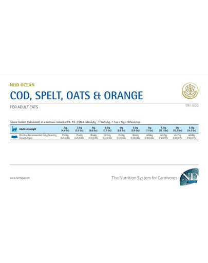 N&D Ocean Cat Adult Low Grain Codfish & Orange 10 kg