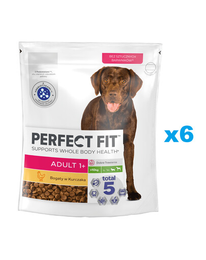 PERFECT FIT Adult 1+ Kompletní krmivo pro dospělé psy velkých plemen, bohaté na kuřecí maso 6x825g