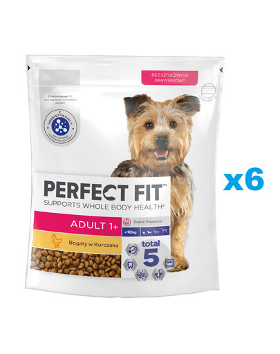 PERFECT FIT Adult 1+ Kompletní krmivo pro dospělé psy malých plemen, bohaté na kuřecí maso 6x825g