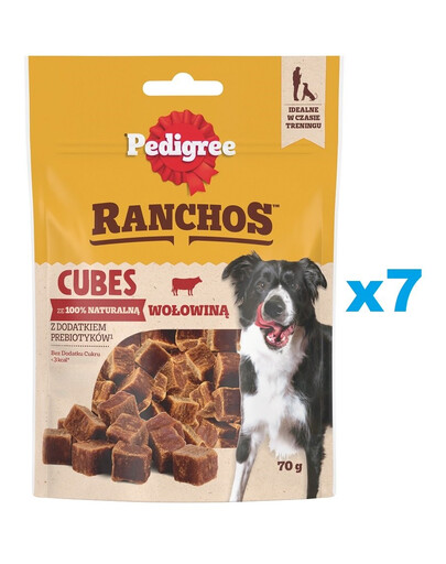 PEDIGREE Ranchos Cubes 7x70 g Doplňkové krmivo pro dospělé psy s hovězím masem