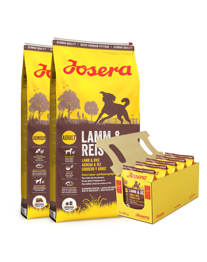 JOSERA Lamm&Reis 2 x 12,5kg pro dospělé psy s jehněčím + 5 x 900g GRATIS