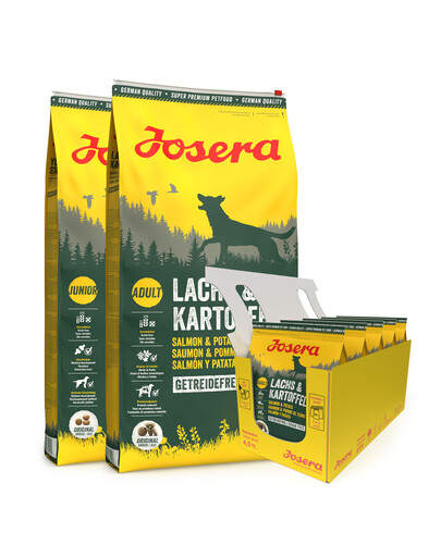 JOSERA Lachs&Kartoffel 2 x 12,5kg pro dospělé psy s lososem a bramborami + 5 x 900g GRATIS