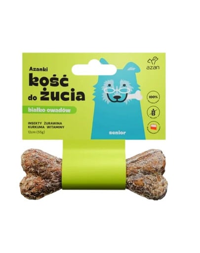 AZANKI Kost s hmyzem pro staršího psa Senior 12cm
