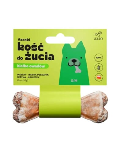 AZANKI Kost s hmyzem a ostružinami pro psa S/M 12cm