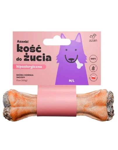 AZANKI Kost z koňské kůže pro psa M/L 17cm