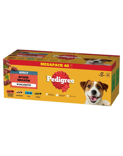 PEDIGREE Adult Výběr příchutí v želé 40x100g s hovězím masem, kuřecím masem, rybami, drůbeží