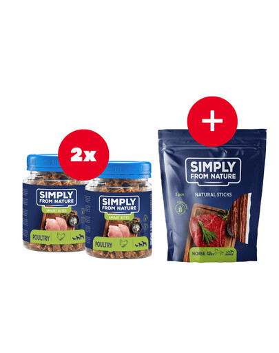 SIMPLY FROM NATURE Smart Bites Drůbeží tréninkové pamlsky 2 x 130 g + pamlsek ZDARMA