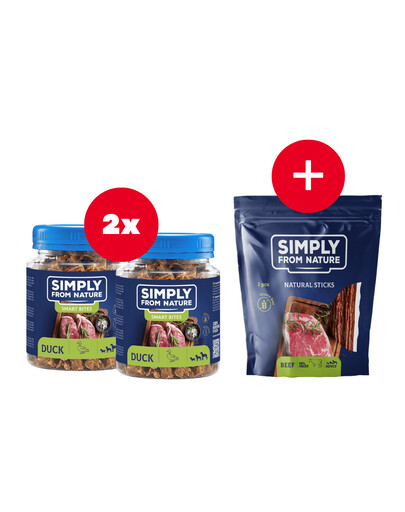 SIMPLY FROM NATURE Smart Bites Kachní tréninkové pamlsky 2 x 130 g + pamlsek ZDARMA
