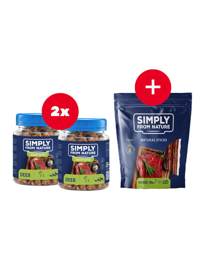 SIMPLY FROM NATURE Smart Bites Tréninkové pamlsky z jeleního masa  2 x 130 g + pamlsek ZDARMA