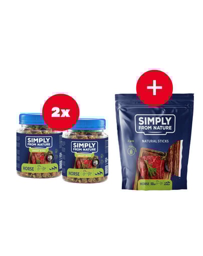 SIMPLY FROM NATURE Smart Bites Tréninkové pamlsky z koňského masa 2 x 130 g + pamlsek ZDARMA