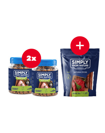 SIMPLY FROM NATURE Smart Bites Tréninkové pamlsky s králičím masem 2 x 130 g + pamlsek ZDARMA