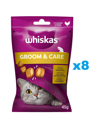 WHISKAS Zdravý lesk 8x45 g kuřecí pamlsek pro kočky