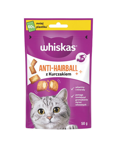WHISKAS Anti-Hairball 50 g Pamlsky proti tvorbě trichobezoárů pro dospělé kočky