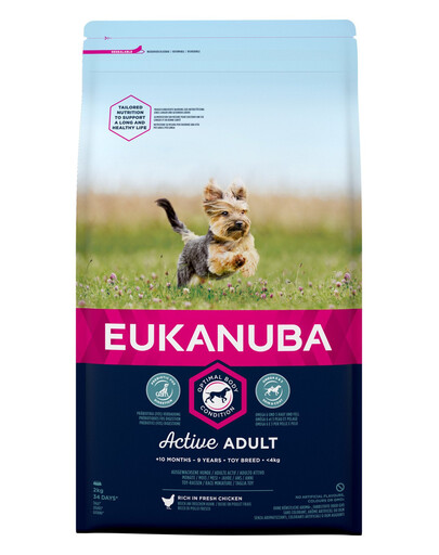 EUKANUBA EUKANUBA Active Adult Toy Breed bohatá na čerstvé kuřecí  2kg